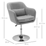 Cadeira de Escritório Operativa Giratória 360°com Altura Ajustável Apoio para os Braços e Almofada 60x60x79 - 91 cm Cinza