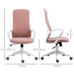 Cadeira de Escritório Ergonómica com Altura Ajustável Função de Inclinação e Encosto Alto 62x56x110 - 119,5 cm Rosa