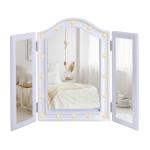 Espelho de Maquilhagem com Luz LED Dobrável Espelho Triplo de Mesa Presente Original para Mulher, 73x53,5x4,5cm