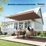 Cobertura para Pérgola 2,5x2,55cm Teto de Substituição Retrátil para Pérgola com 10 Orifícios de Drenagem Café