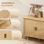 Aparador com Portas Tambor Deslizantes Design Moderno para Sala de Estar com 4 Compartimentos e Pés de Madeira 120x40x78 cm Carvalho