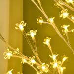 Árvore Cerejeira com 180 Luzes LED IP4 Banco Quente com Luz Ajustável em 3 Modos 21,5x21,5x180cm Branco