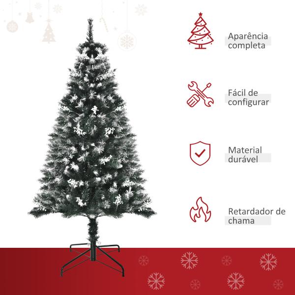 Árvore de Natal Automática 150 cm com 378 Ramos 41 Decorações Suporte em Aço Base Dobrável e Removível Verde