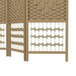 Biombo Separador de Ambientes com 3 Painéis Dobrável em Corda de Papel 120x170 cm Decoração para Quarto Madeira