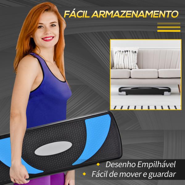 Step para Exercício Aeróbico Plataforma Step com Altura Ajustável em 3 Níveis com Carga Máxima 150kg para Exercício em Academia Casa 80x31x10 - 20cm Azul
