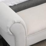 Banco de Pé de Cama Banco com Braços Curvados Estofado e Pés de Madeira Carga Máxima 130kg 102x31x51cm Creme