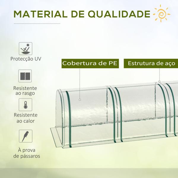 Estufa para Jardim Estufa Pequena para Cultivo de Plantas com 3 Janelas 295x100x80 cm 3 Transparente e Verde