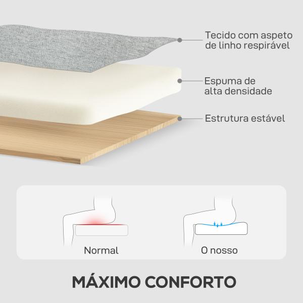 Sofá - Cama Chaise Longue de 3 Lugares Chaise Longue Reversível Ambos Lados com Armazenamento com Capas Removíveis 197x129x85 cm Cinza