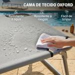 Espreguiçadeira de Jardim Dobrável com Toldo Removível e Ajustável e Encosto Ajustável em 4 Posições 187x58x36 cm Cinza Claro
