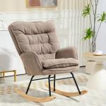 Poltrona de Baloiço Moderna Estofada em Chenilha Poltrona de Lactância com Encosto Largo 71x98,5x97 cm Castanho