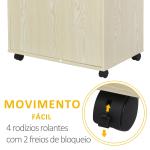 Armário Auxiliar para Microondas Armário de Cozinha Baixo com Armário de 2 Portas e Prateleira Ajustável com Rodas Carga 70 kg 60,4x40,3x97cm Carvalho