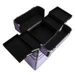 Mala de Maquilhagem Professional com Rodas Universais Diferentes Níveis e Alça Extensível 33,5x23x76 - 95,5 cm Roxo