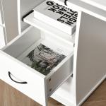 Mesa de Computador com Prateleiras 2 Gavetas Bandeja de Teclado e Suporte para Monitor e CPU 120x55x85 cm Branco
