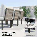 Conjunto de Jardim Exterior de 6 Peças com Sofá de 2 Lugares, Módulo de Canto, 2 Assentos, Apoio para Pés e Mesa de Vidro, Cinzento Claro