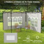 Conjunto de 2 Paredes Laterais para Tendas de 3x3m e 3x6m Paredes Laterais com Janelas Transparentes 293x193cm Branco