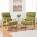 Poltrona Baloiço Moderna em Borrego com Apoio para os Braços de Madeira de Faia Poltrona de Amamentação 65x90x98 cm Verde claro