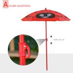 Conjunto de Mesa e Cadeira de Jardim Conjunto de Picnic Dobrável para Crianças Conjunto de Mesa com Chapéu de Sol com Altura Ajustável 100 - 125cm Desenho de Joaninha Vermelho
