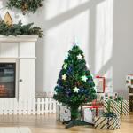 Árvore de Natal Artificial 90cm Árvore de Natal com 12 Luzes LED 3 Cores e 90 Ramos PVC Decoração de Natal Verde