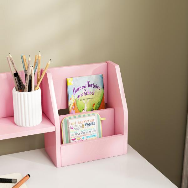 Secretária e Cadeira Infantil com Arrumação para Estudo, Leitura e Brincadeiras Rosa