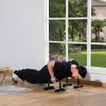 Barras Paralelas em Aço com Base Antiderrapante e Pegas Acolchoadas para Treino de Fitness 36x25x20 cm Preto