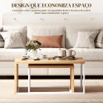 Conjunto de 2 Mesas de Centro com Pés de Metal Estilo Industrial 90x48x42 cm e 59x42x36 cm Branco e Madeira
