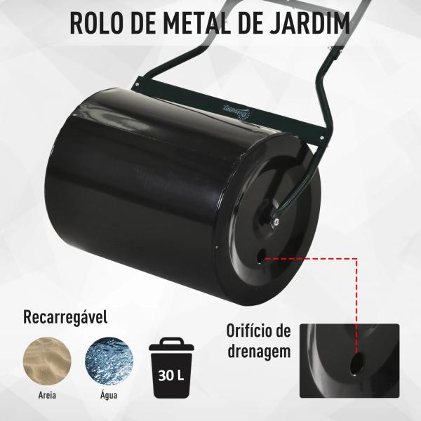 Rolo de jardim 30L de aço preenchido com água ou areia 32x40cm Cabo destacável