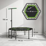 Trampolim Fitness 114x114x132 cm com Guiador Ajustável em 3 Níveis Estrutura de Aço para Treino de Perna Corpo Verde