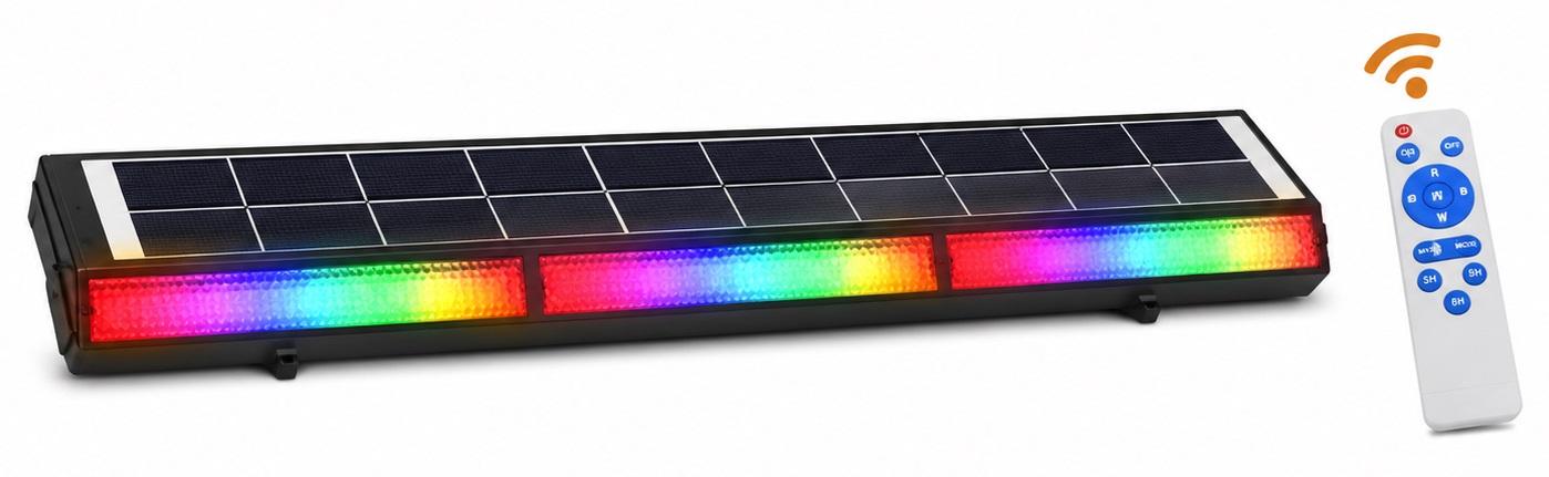 Barra LED RGB 1100Lm IP65 6V 145º p/ Muro/Chão c/ Painel Solar 15W (ABS)