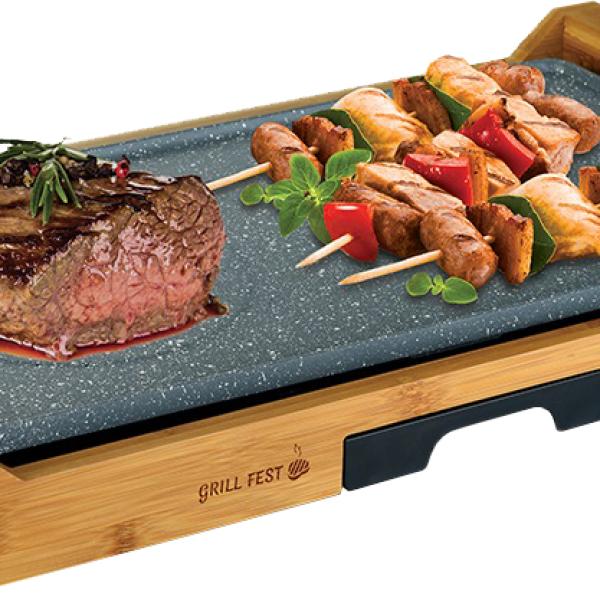 Grelhador Elétrico c/ Bandeja de Bambu 2200W - SOGO