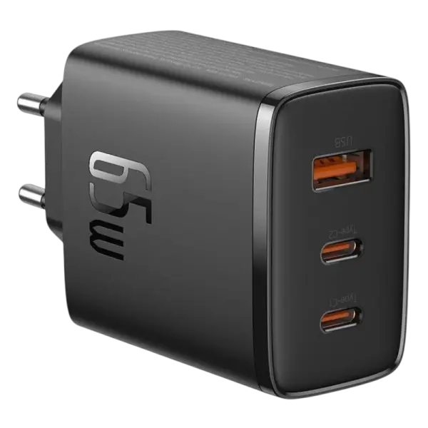Carregador Cube Pro 2xUSB - C + USB 65W Fast Charging (Preto) - BASEUS