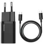 Carregador Super Si Quick Charger 1C 25W c/ Cabo USB - C - USB - C Preto (1 metro) - BASEUS
