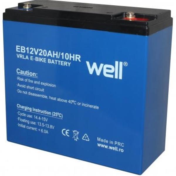 Bateria de Chumbo 12V 20Ah (181 x 77 x 168 mm) p/ Motas Electricas - WELL