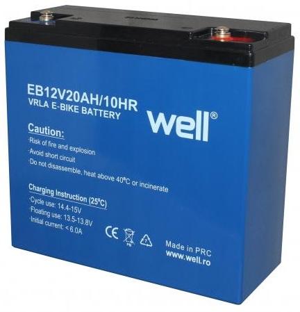 Bateria de Chumbo 12V 20Ah (181 x 77 x 168 mm) p/ Motas Electricas - WELL