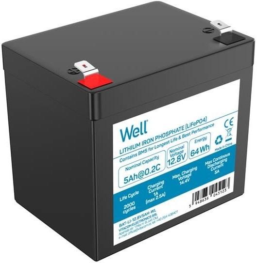 Bateria de Lítio LiFePO4 12,8V 5Ah 64Wh - WELL