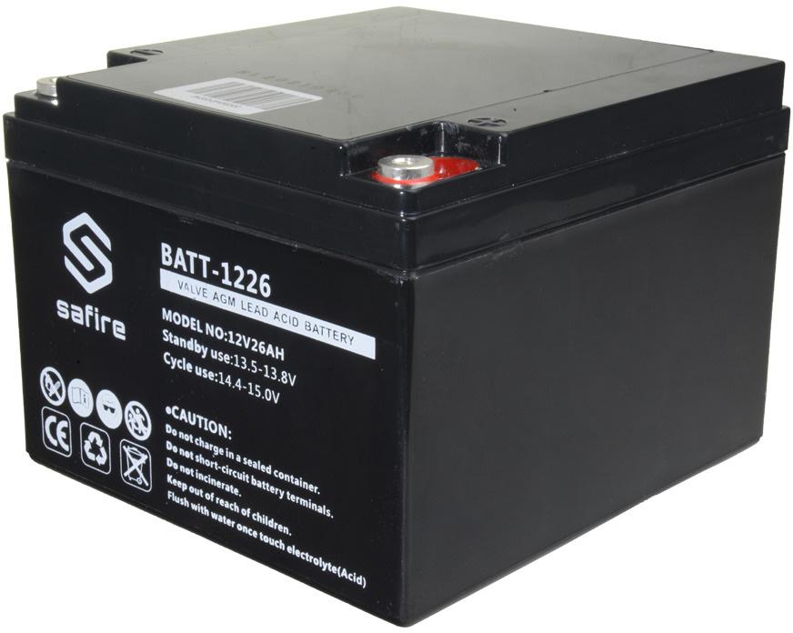 Bateria de Chumbo 12V 26Ah (182 x 166 x 126 mm) - SAFIRE