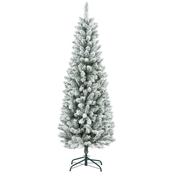 Árvore de Natal Artificial Coberta de Neve 180 cm com 479 Ramos e Suporte de Metal Árvore Natalícia para Sala Interior Verde