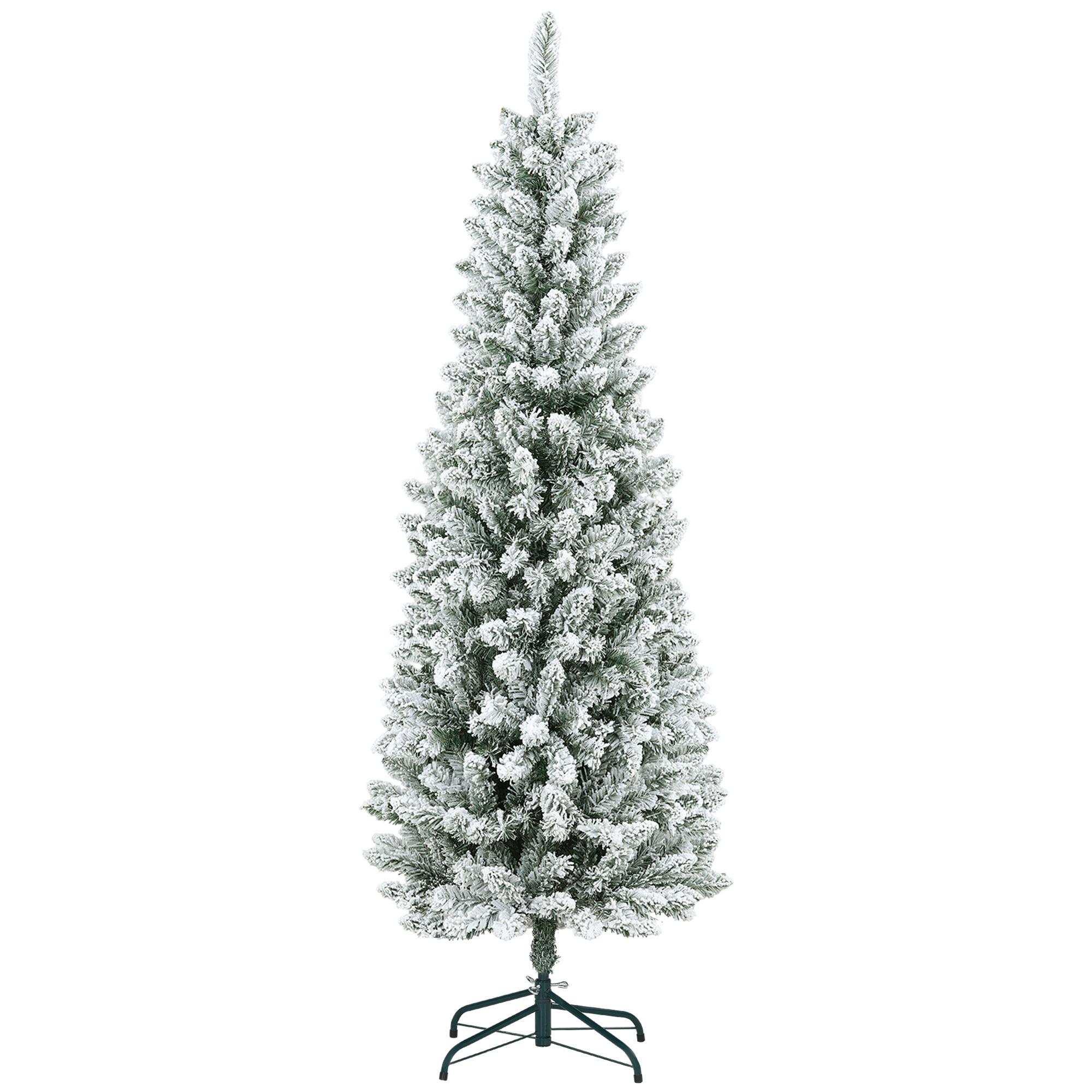 Árvore de Natal Artificial Coberta de Neve 180 cm com 479 Ramos e Suporte de Metal Árvore Natalícia para Sala Interior Verde