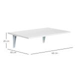 Mesa Dobrável de Parede Mesa Auxiliar Suspensa para Cozinha Sala de Jantar 60x40x20cm Branco