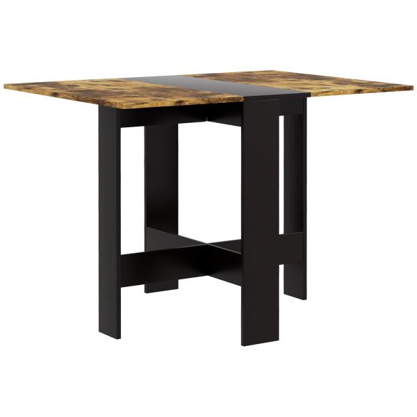 Mesa Dobrável de Jantar Mesa de Cozinha com Abas Rebatíveis para Espaços Pequenos 103x76x73,5 cm Preto e Castanho Rústico