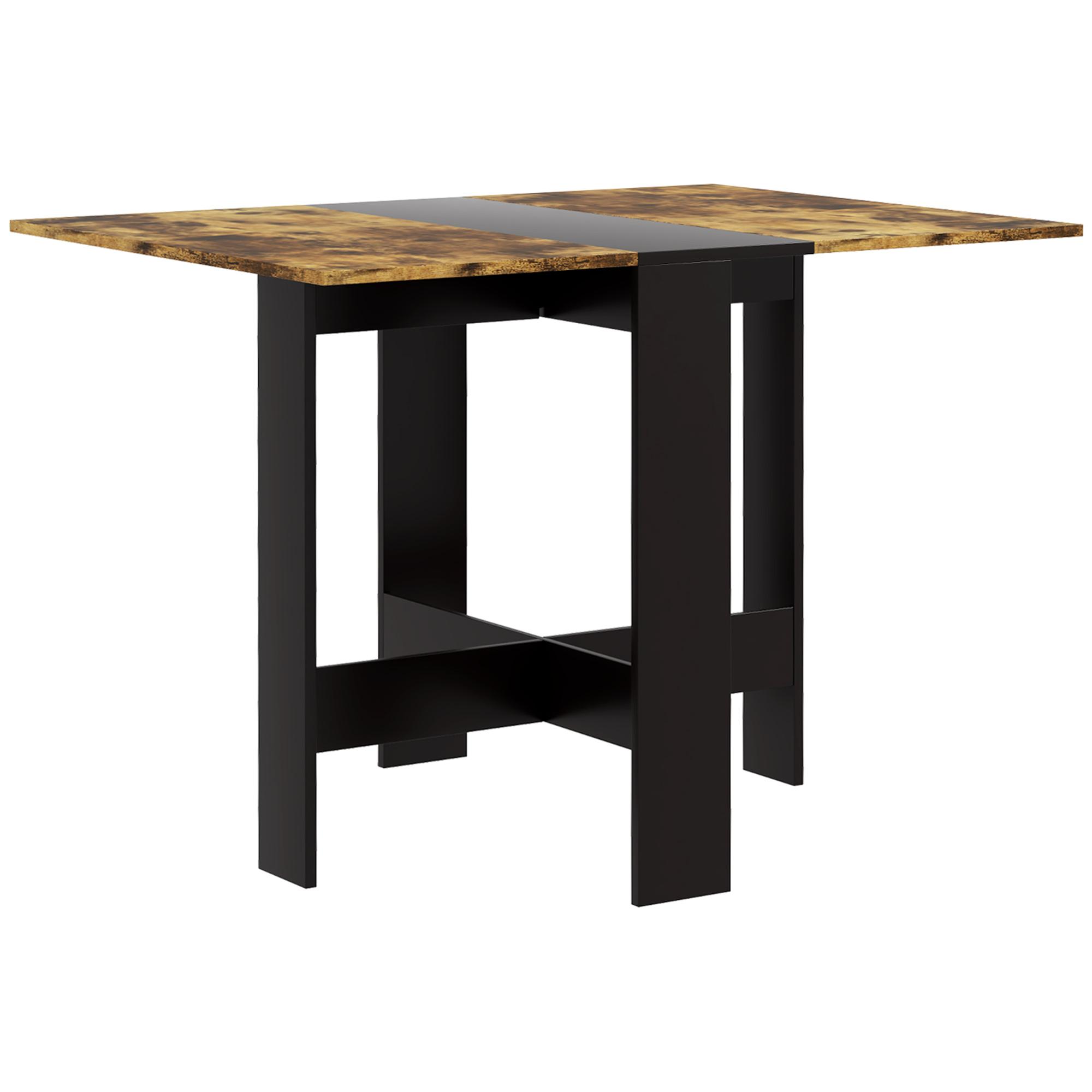 Mesa Dobrável de Jantar Mesa de Cozinha com Abas Rebatíveis para Espaços Pequenos 103x76x73,5 cm Preto e Castanho Rústico