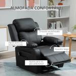 Poltrona Relax Levanta Pessoas com Controle Remoto Reclinação Elétrica de 160° Apoio para os Pés Encosto Estofado em PU e Bolsos Laterais 76x90x105cm Preto