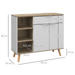 Aparador Branco para Sala de Estar com 1 Gaveta 2 Portas de Fechamento Suave e Prateleiras Ajustáveis 95x35x85 cm Madeira