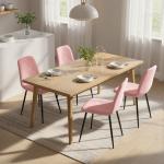 Conjunto de 4 Cadeiras de Jantar em Veludo com Pernas de Aço para Sala 45x54x87 cm Rosa