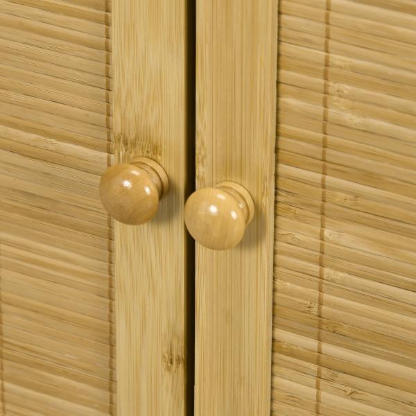 Aparador de Bambu de 2 Portas Aparador Boémio com 2 Prateleiras para Cozinha Entrada 60x27x67,5 cm Madeira
