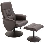 Poltrona Relax com Apoio para os Pés Estofada em PU Poltrona Relax Reclinável até 145° e Giratório 360° com Encosto Ajustável para Sala de Estar Dormitório Escritório 81x81x105cm Marrom