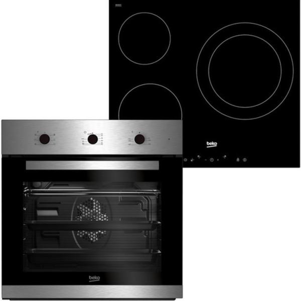 Pack Forno Elétrico 72L + Placa Vitrocerâmica 3 Zonas (Inox) - BEKO