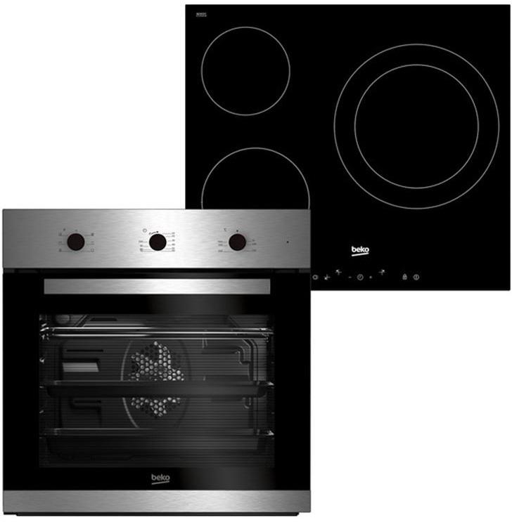 Pack Forno Elétrico 72L + Placa Vitrocerâmica 3 Zonas (Inox) - BEKO