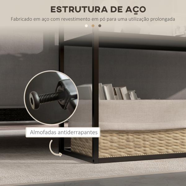 Mesa Consola Estilo Industrial Mesa de Entrada com Prateleira Estrutura de Aço e Desenho Anti - Tombo 90x30x75 cm Preto