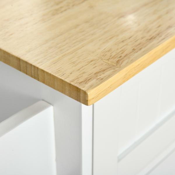 Carrinho de Cozinha com Rodas 2 Gavetas 3 Portas Prateleiras Ajustáveis e Barra para Sala de Jantar 121x46x91 cm Branco