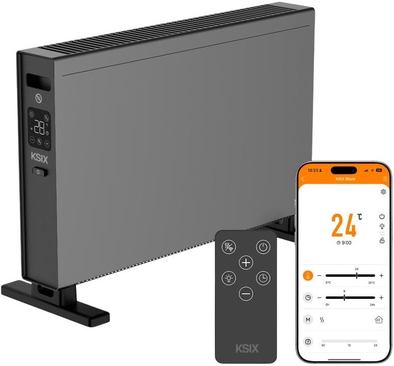 Aquecedor Convetor Elétrico Smart Wi - Fi Tuya Blaze 2000W c/ Comando (Preto) - KSIX